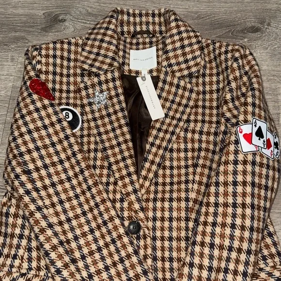 NWT AVEC LES FILLES ANTHROPOLOGIE PLAID PATCHWORK BLAZER XS - Picture 9 of 12